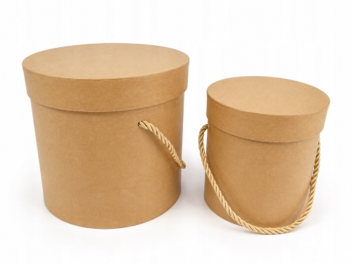 Flower box pudełko na kwiaty 2w1 podwójne Beż Beżowe Craft Prezent Okrągłe
