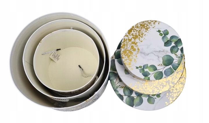Flower box pudełko na kwiaty zestaw 3w1 eukaliptus złoto Pudełko PREZENTOWE