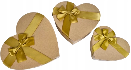 Zestaw 3 Pudełek Prezentowych Flower Box Boxów Prezent Serce z Kokardą