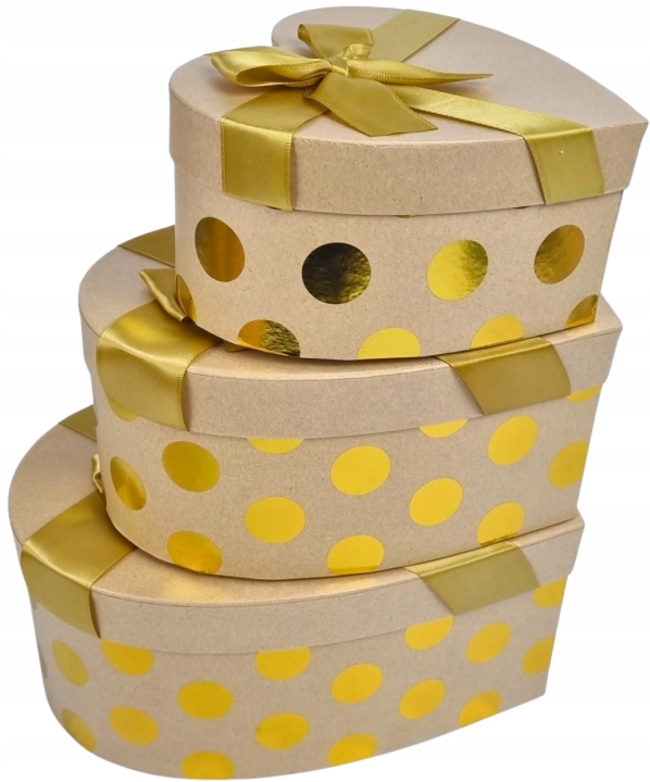 Zestaw 3 Pudełek Prezentowych Flower Box Boxów Prezent Serce z Kokardą