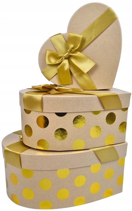 Zestaw 3 Pudełek Prezentowych Flower Box Boxów Prezent Serce z Kokardą