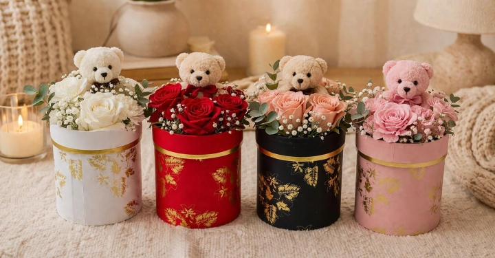 Flower Box Pudełko Prezentowe Małe Urocze Czerwone Dekoracja Piękne Prezent