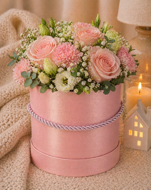 Flower box pudełko prezentowe na kwiaty 2w1 podwójne różowe Prezent Dekorac