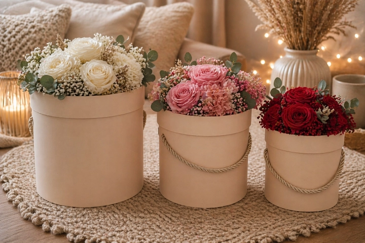 Pudełko Prezentowe Flower Box beż kremowe Prezent Dekoracja 3w1 Idealne