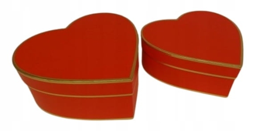 Flower box Komplet 2 serca czerwone ze złotym paskiem Pudełko Prezentowe