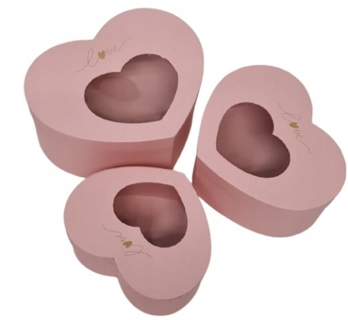 Zestaw 3 Pudełek Prezentowych Różowe Love Flowe Box Walentynki Prezent