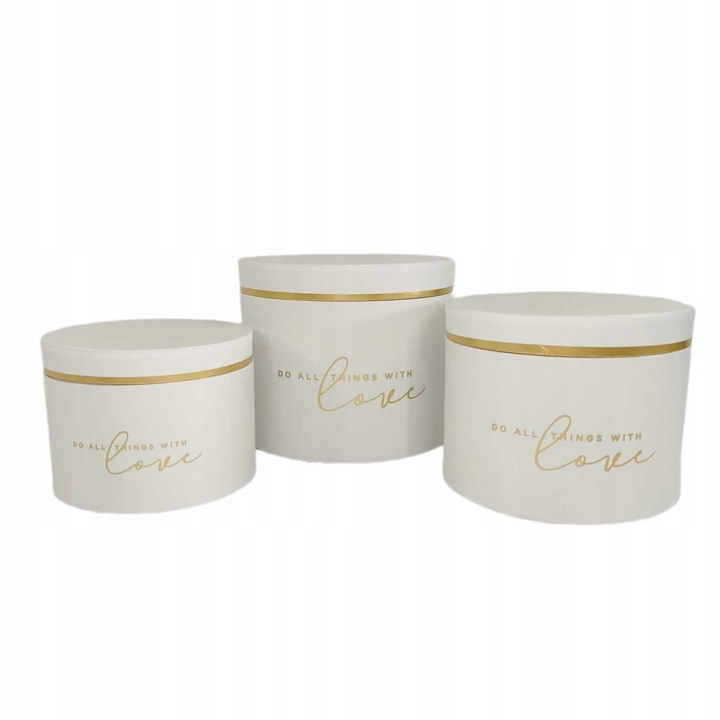 Zestaw 3 Pudełek Prezentowych Flower Box Biały Walentynki Pomysł na Prezent