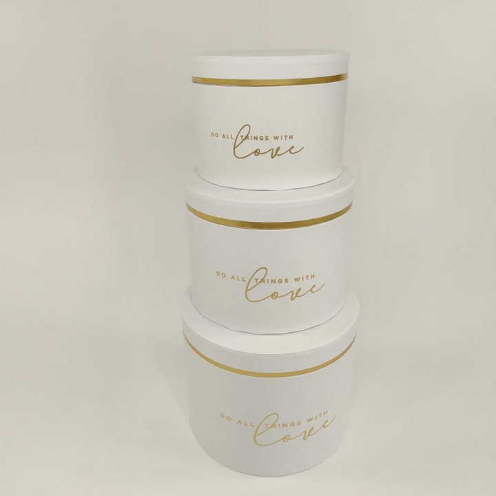 Zestaw 3 Pudełek Prezentowych Flower Box Biały Walentynki Pomysł na Prezent