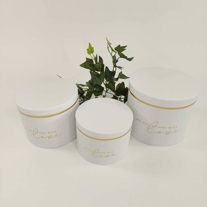 Zestaw 3 Pudełek Prezentowych Flower Box Biały Walentynki Pomysł na Prezent