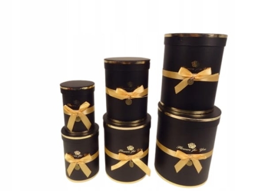 Flower box pudełko na kwiaty zestaw 6w1 wysoki z medalikiem czarny Prezent