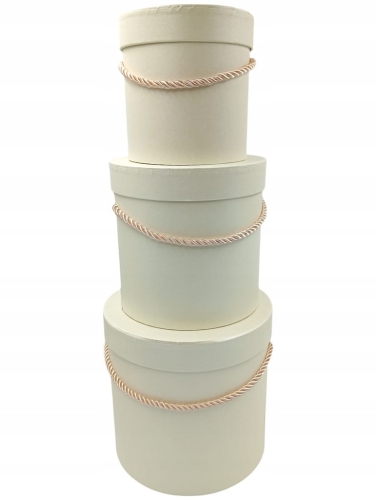 Pudełko Prezentowe flower box komplet 3w1 prezent komunia kremowe złote dek