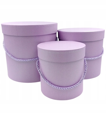 Zestaw 3 Pudełek Prezentowych Flower box Fioletowe Owalne Pomysł na Preznet