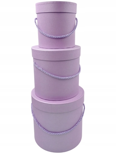 Zestaw 3 Pudełek Prezentowych Flower box Fioletowe Owalne Pomysł na Preznet