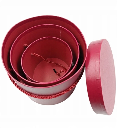 Pudełko prezentowe flower box owal burgund czerwone 3w1 dekoracja prezent