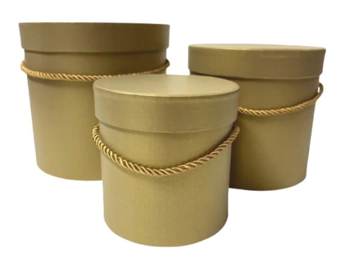 Flower box pudełko zestaw 3w1 beżowe złoto Pudełko Prezentowe Dekoracja