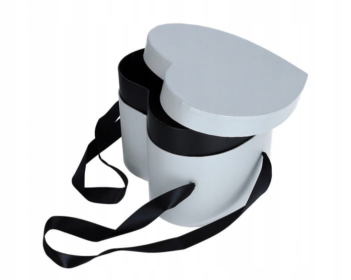 Pudełko prezentowe Flower Box serce z raczkami z kokardki Duże Prezent