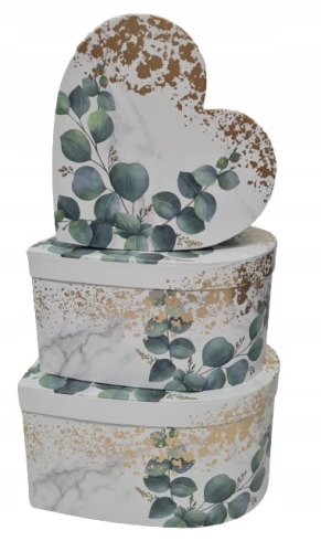 FLOWER BOX SERCE PUDEŁKO PREZENTOWE EUKALIPTUS DUŻE POMYSŁ NA PREZENT DEKOR