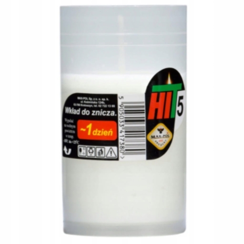 WKŁAD DO ZNICZY MAX-POL HIT5 PARAFINOWY 9,5CM 1SZT