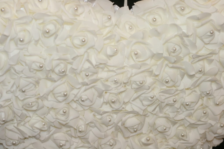 Serce z róży piankowej perełkami dekoracja wesele Komunia ślub dekor Premiu