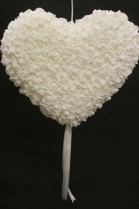 Serce z róży piankowej perełkami dekoracja wesele Komunia ślub dekor Premiu