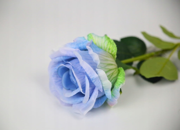 PIĘKNA DEKORACYJNA RÓŻA NIEBIESKA BABY BLUE 70CM DEKORACJ KOMUNIA SALA SALI