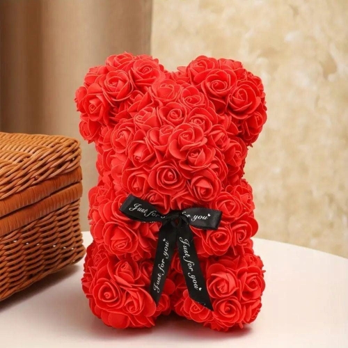 MIŚ Z RÓŻ PIANKOWY PREZENT RÓŻA BOX PREZENT NA WALENTYNKI DZIEŃ KOBIET