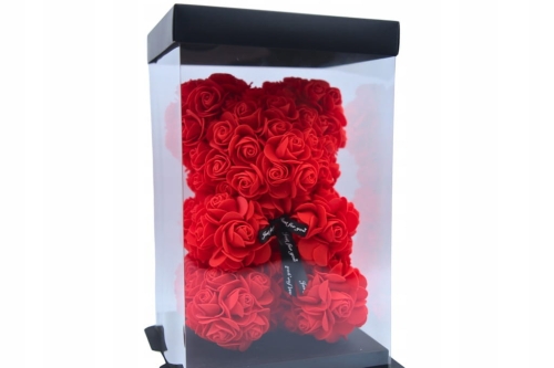 MIŚ Z RÓŻ PIANKOWY PREZENT RÓŻA BOX PREZENT NA WALENTYNKI DZIEŃ KOBIET