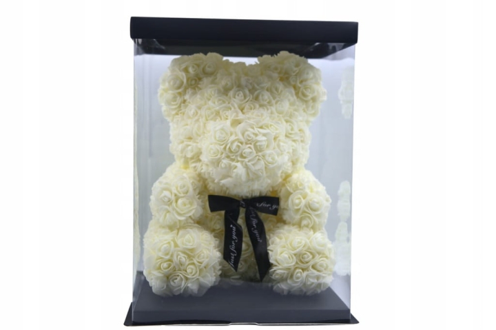 MIŚ Z RÓŻ XXL PIANKOWY PREZENT RÓŻA BOX PREZENT NA WALENTYNKI DZIEŃ KOBIET