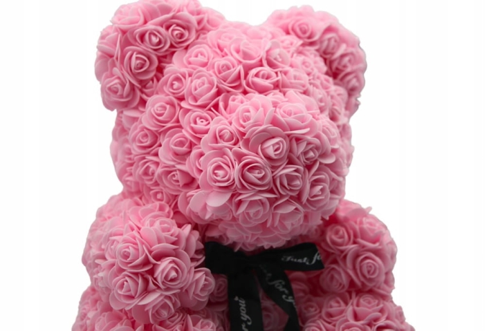 MIŚ Z RÓŻ XXL PIANKOWY PREZENT RÓŻA BOX PREZENT NA WALENTYNKI DZIEŃ KOBIET