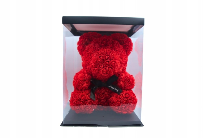 MIŚ Z RÓŻ XXL PIANKOWY PREZENT RÓŻA BOX PREZENT NA WALENTYNKI DZIEŃ KOBIET