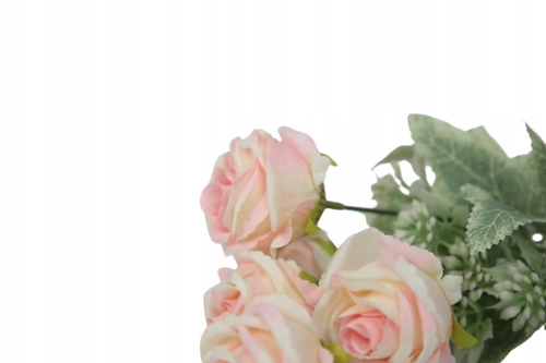 Piękny BUKIET 30CM KWIATÓW SZTUCZNYCH SZTUCZNE KWIATY RÓŻE RÓŻYCZKI DEKORAC