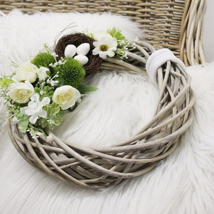 Wianek wiklinowy 30 cm Dekoracja Ślub Komunia Dekoracynjy Wiklina Szary