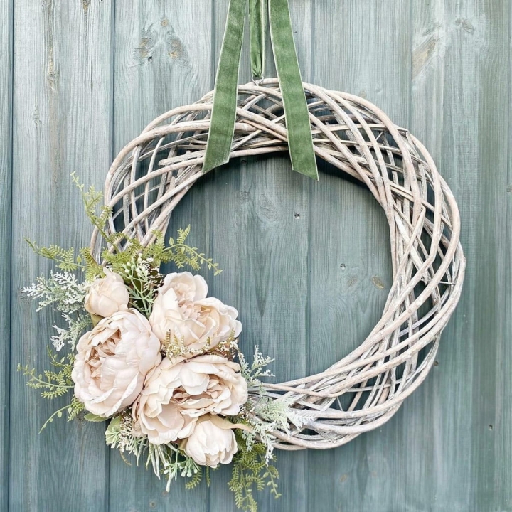 Wianek wiklinowy 30 cm Dekoracja Ślub Komunia Dekoracynjy Wiklina Szary